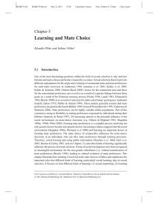 Learning and Mate Choice Chapter 5 Klaudia Witte and Sabine N¨obel 5.1