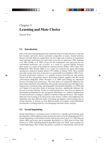 Learning and Mate Choice Chapter 5 5.1 Introduction