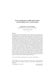 No pre-existing bias in sailfin molly females, Poecilia latipinna Klaudia Witte