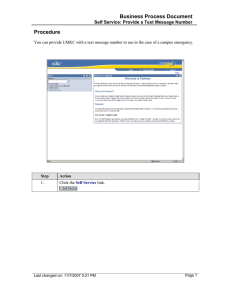 Business Process Document Procedure Self Service: Provide a Text Message Number