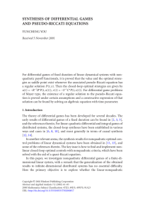 SYNTHESES OF DIFFERENTIAL GAMES AND PSEUDO-RICCATI EQUATIONS