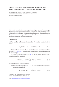 QUASILINEAR ELLIPTIC SYSTEMS OF RESONANT TYPE AND NONLINEAR EIGENVALUE PROBLEMS