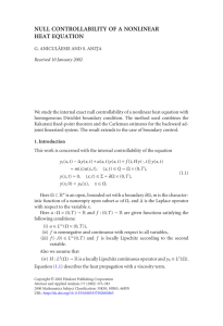 NULL CONTROLLABILITY OF A NONLINEAR HEAT EQUATION