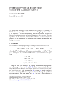 POSITIVE SOLUTIONS OF HIGHER ORDER QUASILINEAR ELLIPTIC EQUATIONS