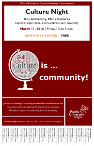 is … community! Culture Night March 11, 2016
