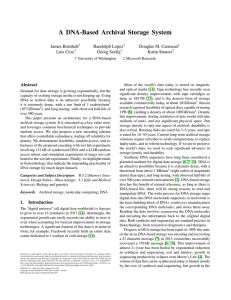 A DNA-Based Archival Storage System James Bornholt Randolph Lopez Douglas M. Carmean