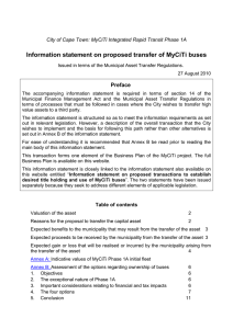 Information statement on proposed transfer of MyCiTi buses Preface
