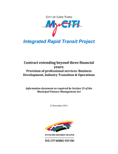 Integrated Rapid Transit Project Contract extending beyond three financial years: