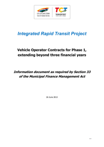 Integrated Rapid Transit Project Vehicle Operator Contracts for Phase 1,