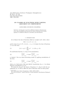 Acta Mathematica Academiae Paedagogicae Ny´ıregyh´ aziensis 27 ON CLASSES OF FUNCTIONS WITH VARYING
