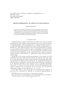 Acta Mathematica Academiae Paedagogicae Ny´ıregyh´ aziensis 28 CHARACTERIZATION OF SEMI-CNS POLYNOMIALS