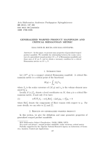 Acta Mathematica Academiae Paedagogicae Ny´ıregyh´ aziensis 28 GENERALIZED WARPED PRODUCT MANIFOLDS AND
