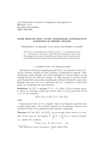 Acta Mathematica Academiae Paedagogicae Ny´ıregyh´ aziensis 29 SOME RESULTS FOR CYCLIC NONLINEAR CONTRACTIVE
