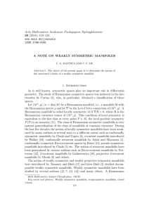 Acta Mathematica Academiae Paedagogicae Ny´ıregyh´ aziensis 30 A NOTE ON WEAKLY SYMMETRIC MANIFOLDS