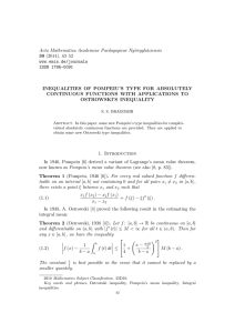 Acta Mathematica Academiae Paedagogicae Ny´ıregyh´ aziensis 30 INEQUALITIES OF POMPEIU’S TYPE FOR ABSOLUTELY