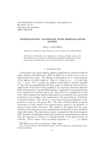 Acta Mathematica Academiae Paedagogicae Ny´ıregyh´ aziensis 31 NONHOLONOMIC MANIFOLDS WITH BERWALD-MOOR