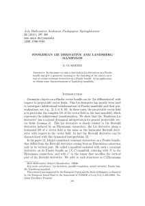Acta Mathematica Academiae Paedagogicae Ny´ıregyh´ aziensis 31 FINSLERIAN LIE DERIVATIVE AND LANDSBERG