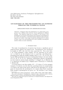 Acta Mathematica Academiae Paedagogicae Ny´ıregyh´ aziensis 31 LOCALIZATION OF THE PSEUDOSPECTRA OF MATRICES