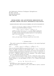 Acta Mathematica Academiae Paedagogicae Ny´ıregyh´ aziensis 31 OSCILLATORY AND ASYMPTOTIC BEHAVIOUR OF