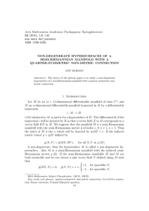 Acta Mathematica Academiae Paedagogicae Ny´ıregyh´ aziensis 32 NON-DEGENERATE HYPERSURFACES OF A
