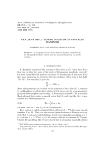 Acta Mathematica Academiae Paedagogicae Ny´ıregyh´ aziensis 32 GRADIENT RICCI ALMOST SOLITONS IN SASAKIAN