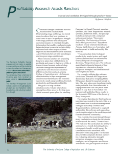P C rofitability Research Assists Ranchers Manual and workshop developed through producer input