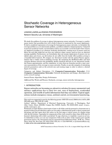 Stochastic Coverage in Heterogeneous Sensor Networks LOUKAS LAZOS and RADHA POOVENDRAN