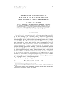 41 MONOTONICITY OF THE LAGRANGIAN FUNCTION IN THE PARAMETRIC INTERIOR