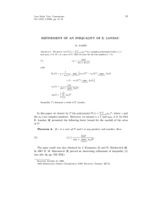 13 REFINEMENT OF AN INEQUALITY OF E. LANDAU