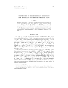 39 CONTINUITY OF THE HAUSDORFF DIMENSION FOR INVARIANT SUBSETS OF INTERVAL MAPS