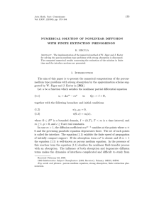 173 NUMERICAL SOLUTION OF NONLINEAR DIFFUSION WITH FINITE EXTINCTION PHENOMENON