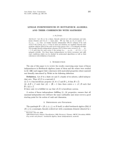 265 LINEAR INDEPENDENCES IN BOTTLENECK ALGEBRA AND THEIR COHERENCES WITH MATROIDS