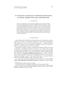 129 ON VARIANCE–COVARIANCE COMPONENTS ESTIMATION IN LINEAR MODELS WITH AR(1) DISTURBANCES