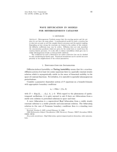 83 WAVE BIFURCATION IN MODELS FOR HETEROGENEOUS CATALYSIS