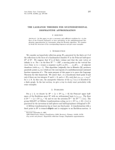 237 THE LAGRANGE THEOREM FOR MULTIDIMENSIONAL DIOPHANTINE APPROXIMATION