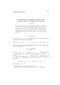 205 ON TOPOLOGICAL SEQUENCE ENTROPY AND CHAOTIC MAPS ON INVERSE LIMIT SPACES