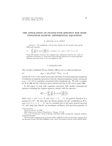 45 THE APPLICATION OF PICONE-TYPE IDENTITY FOR SOME NONLINEAR ELLIPTIC DIFFERENTIAL EQUATIONS