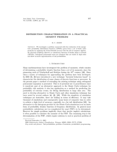 107 DISTRIBUTION CHARACTERIZATION IN A PRACTICAL MOMENT PROBLEM