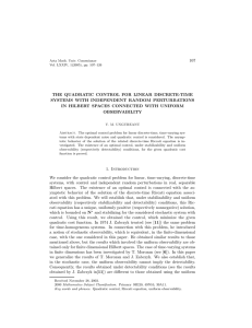 107 THE QUADRATIC CONTROL FOR LINEAR DISCRETE-TIME SYSTEMS WITH INDEPENDENT RANDOM PERTURBATIONS
