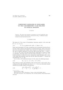 149 COEFFICIENT ESTIMATES IN SUBCLASSES OF THE CARATH ´ EODORY CLASS RELATED