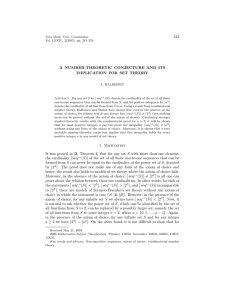 243 A NUMBER-THEORETIC CONJECTURE AND ITS IMPLICATION FOR SET THEORY