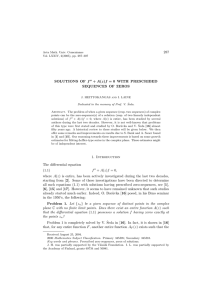 287 SOLUTIONS OF f + A(z)f = 0 WITH PRESCRIBED SEQUENCES OF ZEROS