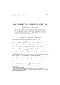 253 ON HYPERGEOMETRIC-TYPE GENERATING RELATIONS ASSOCIATED WITH THE GENERALIZED ZETA FUNCTION