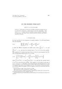 305 ON THE HILBERT INEQUALITY