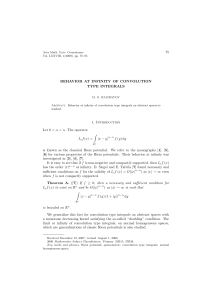 75 BEHAVIOR AT INFINITY OF CONVOLUTION TYPE INTEGRALS