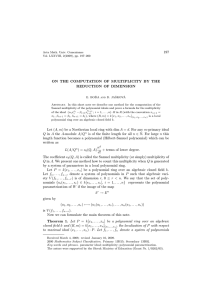 197 ON THE COMPUTATION OF MULTIPLICITY BY THE REDUCTION OF DIMENSION