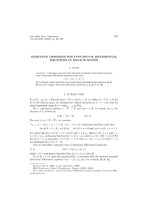 287 EXISTENCE THEOREMS FOR FUNCTIONAL DIFFERENTIAL EQUATIONS IN BANACH SPACES