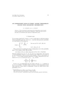 31 ON INDEPENDENT SETS IN PURELY ATOMIC PROBABILITY SPACES WITH GEOMETRIC DISTRIBUTION