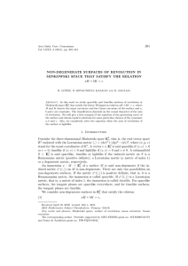 201 NON-DEGENERATE SURFACES OF REVOLUTION IN MINKOWSKI SPACE THAT SATISFY THE RELATION