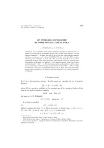 203 ON INTEGERS EXPRESSIBLE BY SOME SPECIAL LINEAR FORM